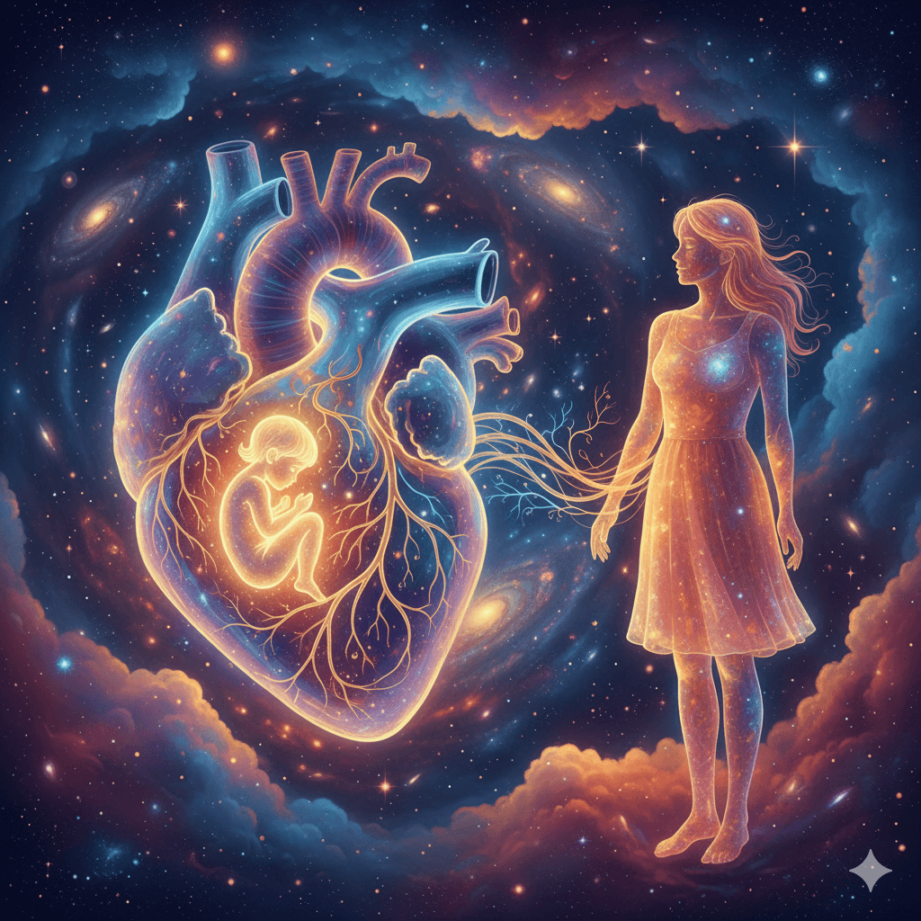 Inner child residing in the heart - cosmic connection
