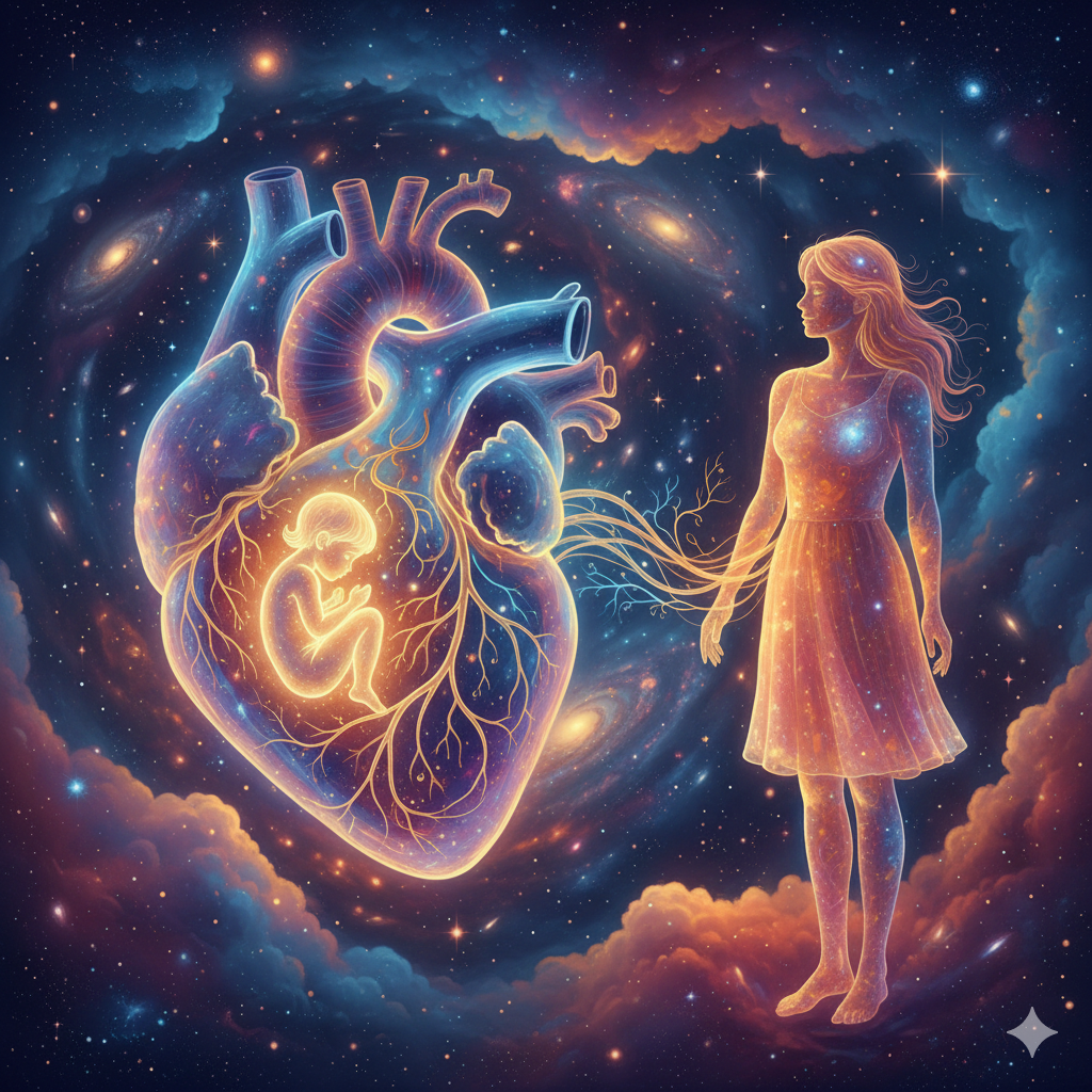 Inner child residing in the heart - cosmic connection